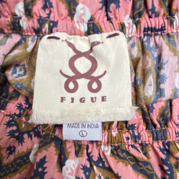 Figue Bella Short Dress in Floral Oasis Blush Cotton India Long Sleeve Tiered - Picture 14 of 15